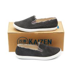 KAIZEN Sepatu Slip On Kanvas Sneakers Wanita LSC 123-1ND - Hitam/Apricot Size 36-40