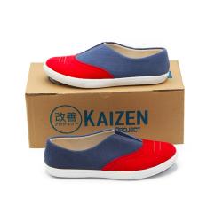 KAIZEN Sepatu Slip On Kanvas Sneakers Wanita LSC 123-3ND - Merah/Navy Size 36-40