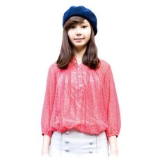 Kakuu Basic Korea Monotone Pattern Chiffon Blouse - Merah