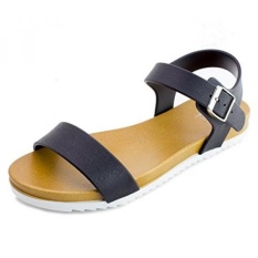 Kali Womens Buka Kaki Budak Emas Strap Flat Sandal, Womens, Hitam 2, 8 M Wanita AS-Intl