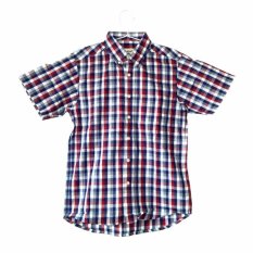 Kalibre Kemeja Kotak-kotak Pria Lengan Pendek Kemeja Jokowi Ahok Men Plaid Short Sleeve Shirt Hem