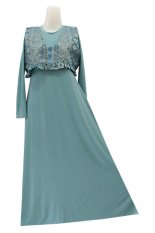 Kampung Souvenir - Gamis Cardigan Songket Bali - Hijau-Abu Abu