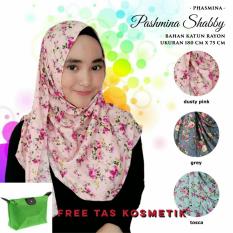 Kananta Hijab Jilbab Pasmina Instan Jilbab Pasmina Hijab Pasmina Shabby Kain Katun Rayon - Dusty Pink - Grey - Tosca