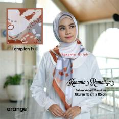 Kananta Hijab Motif / Hijab Segi Empat / Hijab Motif / Jilbab Segi Empat / Kerudung Segi Empat / Hijab Motif Abstrak Warna / Kain Velvet Premium / Panel Halus tebal tidak nerawang Square Rumaisha