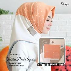 Kananta Hijab Segi Empat Motif / Jilbab Segi Empat Motif / Kerudung Segi Empat Motif / Square K-Kubika Panel / Bahan Kain Velvet Premium