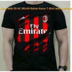 Kaos Bola 3D AC MILAN Bahan Katun T-Shirt warna HITAM
