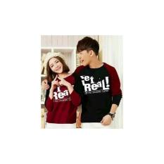 Kaos Couple Real Merah Maroon Spandek Lengan Panjang Berkualitas Murah