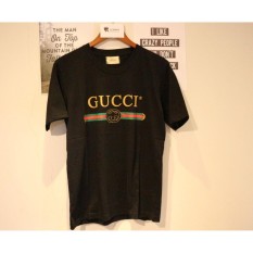 Kaos distro Guccii logo import premium quality hitam unisex
