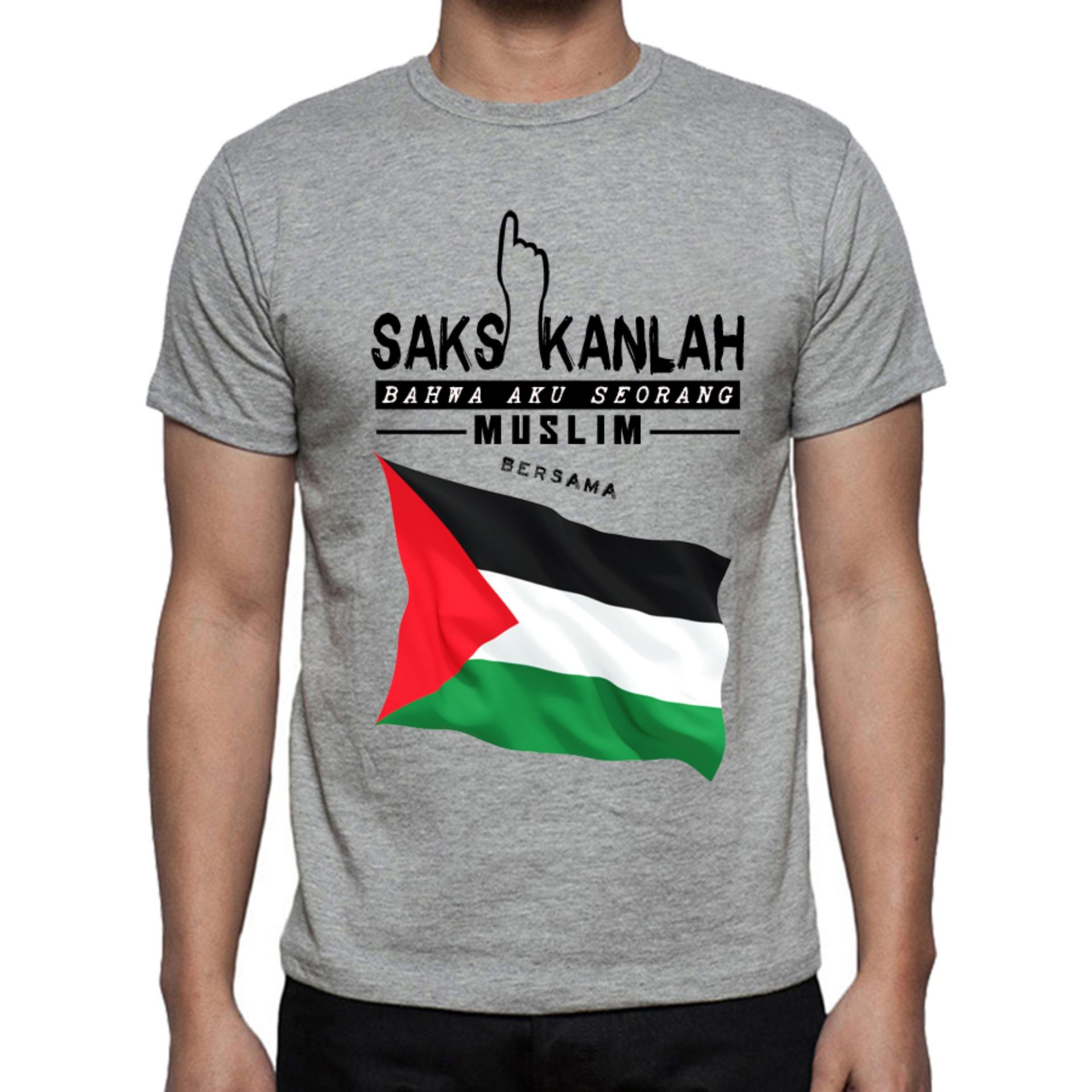 Kaos Distro kaos 3d kaos pria Muslim Palestine 