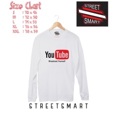 Kaos distro tangan panjang youtube cotton 30s putih