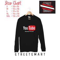 Kaos distro youtube tangan panjang cotton combed 30s hitam