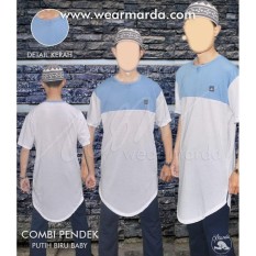 Kaos Gamis Pakistan Kurta Jubah Arab Bahan Kaos Putih Biru Dilan