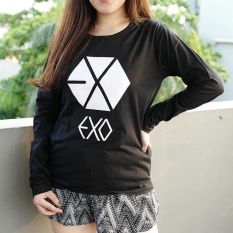 Kaos longsleeve Murah/ Grosir Kaos Lengan panjang motif EXO Black