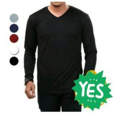 Kaos Oblong Polos Lengan Panjang V-Neck Unisex T-Shirt