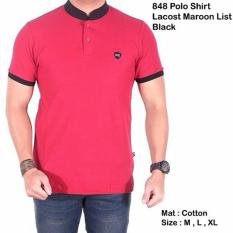 KAOS POLO SHIRT LACOST MAROON LIST BLACK