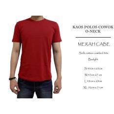 Kaos Polos Cowok Cotton Combed 40S Merah Cabe Oneck - Aj4yjj