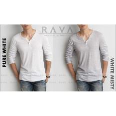 Kaos Polos Henley T-Shirt Pria Polos Lengan Panjang