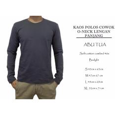 kaos polos lengan panjang cowok abu tua soft cotton combed 40s