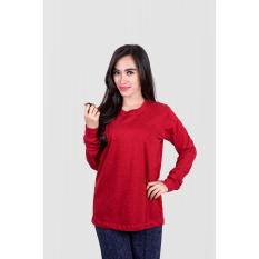 KAOS POLOS MAROON POLKA LONG SLEEVES UNISEX