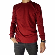 Kaos Polos Naga Clothing - Kaos Polos Lengan Panjang - Merah Marun Full Cotton Combed