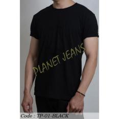 Kaos Polos / Polosan Cowok Oneck #Tp01-Black - 5Nvyk4