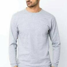 KAOS POLOS PRIA KATUN COMBED 30S LENGAN PANJANG / LONGSLEEVE WARNA ABU MISTY 68