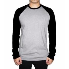 Kaos Polos Reglan Abu Lengan Hitam/Maroon/Dongker Panjang Pria dan wanita