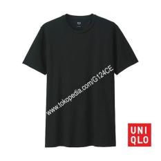 KAOS PRIA UNIQLO MEN SUPIMA COTTON CREW NECK 180450 HITAM BLACK - DG05LF