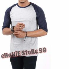 Kaos Raglan 3/4 Abu Biru Dongker