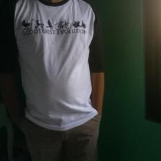 Kaos Raglan Lengan 3/4 UNISEX HITAM PUTIH COSTOM VESPA SCOTERIS EVOLUTION