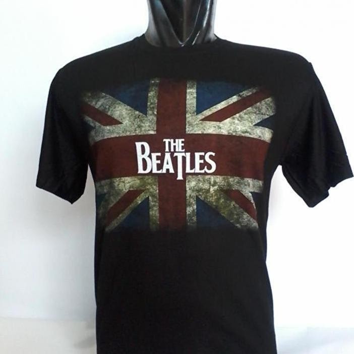 Kaos The Beatles Oblong Pria Wanita Khusus Hitam 