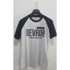 kaos unisex T shirt Nevada raglan hitam putih katun lengan pendek