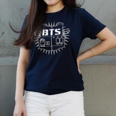 Kaos warna keren/ supplier kaos warna/ Kaos O-Neck motif BTS NAVY