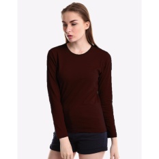 Kaos55 Tshirt O-neck Panjang Slim Wanita - Coklat