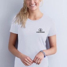 Kaos55 Wanita / Cewe Kaos Oneck Pendek Volcom Logo - Putih