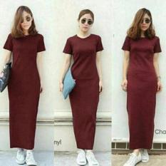 KaosBro - Elsa Plain Maxy - Merah Marun