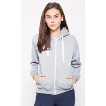 jaket hoodie abu abu polos