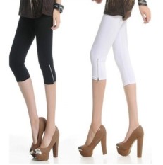 Versi Korea Semi dan Musim Panas Model Tipis Kapas Tujuh Poin Bagian Sisi Pendek Ritsleting Legging 7 Menit Celana Sedang XL Wanita Elastisitas Terlihat Langsing