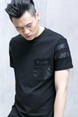 Karakter Utara Lengan Bang Pendek Pria Kaos (Hitam)