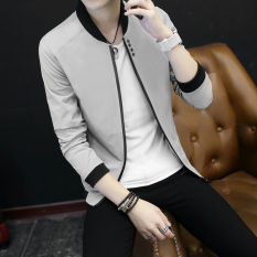 Jaket Slim Fit Pria Terkini Gaya Korea (Abu-abu) (Abu-abu)