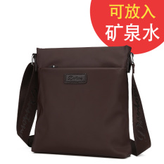 Tas Pria Bisnis Selempang Miring Tas Kecil Kasual Kain Oxford (Cokelat Besar)