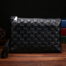 Kasual kulit lembut pola buaya dompet kulit tas tangan pria tas (Hitam (E4))