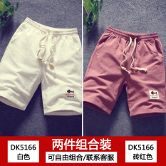 Longgar Kasual Sepatu Linen Musim Panas Musim Panas Celana Celana Pendek (DK5166 Putih + DK5166 Bata Merah)