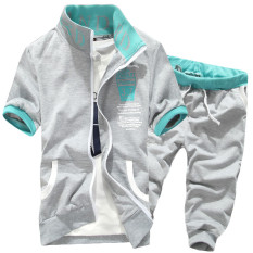 Jaket Murid Pria Bertopi Lengan Bang Pendek Model Tipis (1050-Gray)