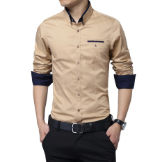 Kasual Pria Bisnis Ukuran Besar Seragam Kerja Kemeja (1396 Coklat Muda) baju atasan kaos pria kemeja pria