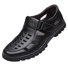 Sepatu Crocs Pria Kulit Asli Berongga Santai (668 hitam) (668 hitam)