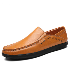 Pria Gaya Korea kepribadian sepatu pria Musim panas casual bisnis Sepatu kulit musim semi warna cokelat Sepatu Musim Semi tanpa Tali sepatu model Musim Semi Carrefour