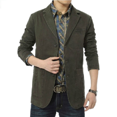 Katun Kasual Tanah Laki-laki Atasan Jaket (Tentara Hijau)