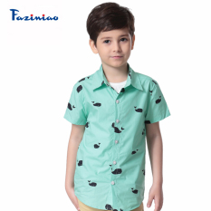 Kemeja Anak Laki-laki Dicetak Kaos Anak-anak Sayang (Lumba-lumba kecil (lengan pendek) hijau kemeja)