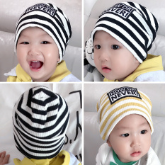Katun Sayang Topi Baru Bayi Baru Lahir Topi Bayi Helm (0-48 Bulan + Biru Panjang Lengan Bergaris)